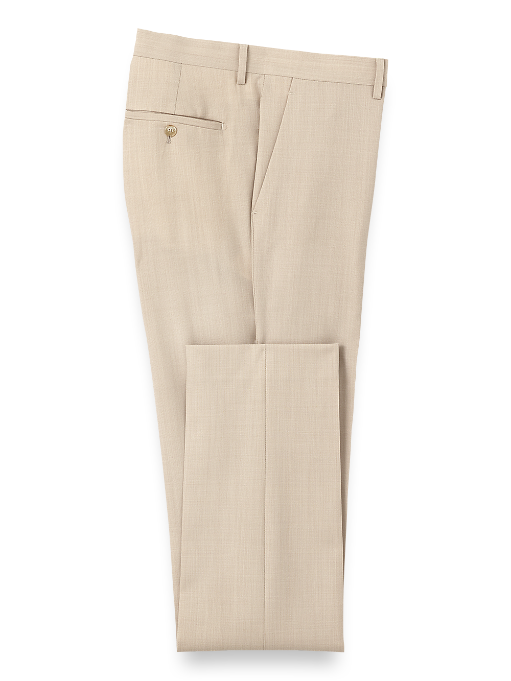 Product Image of Wool Stretch Bengaline Flat Front Suit Pants-Light Tan