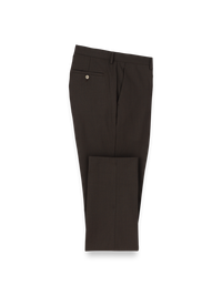 Wool Stretch Bengaline Suit Pants - Dark Brown