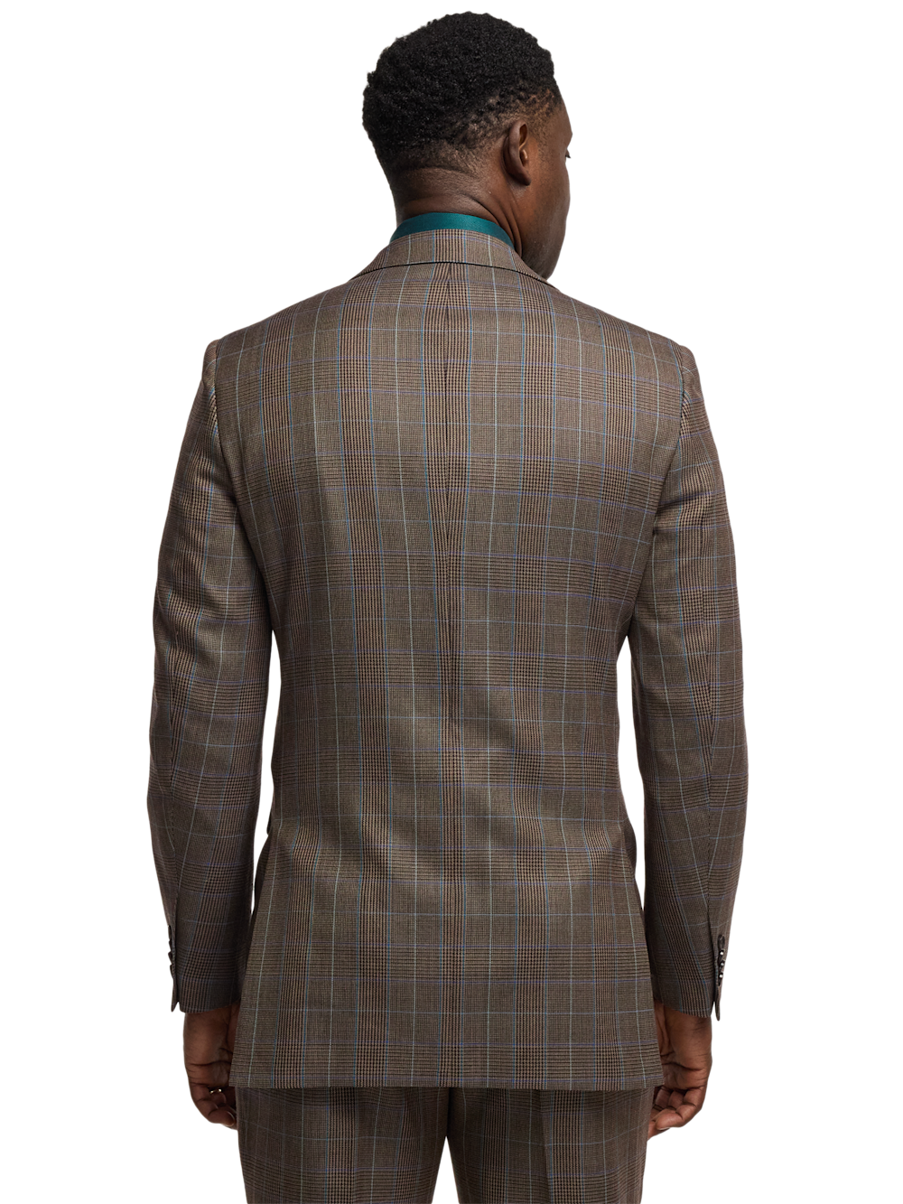 Alternate Image of Wool Blend Plaid Single Breasted Notch Lapel Suit Jacket-6