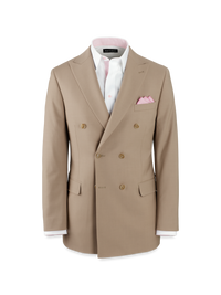 Wool Stretch Bengaline Peak Lapel Suit Jacket - Light Tan