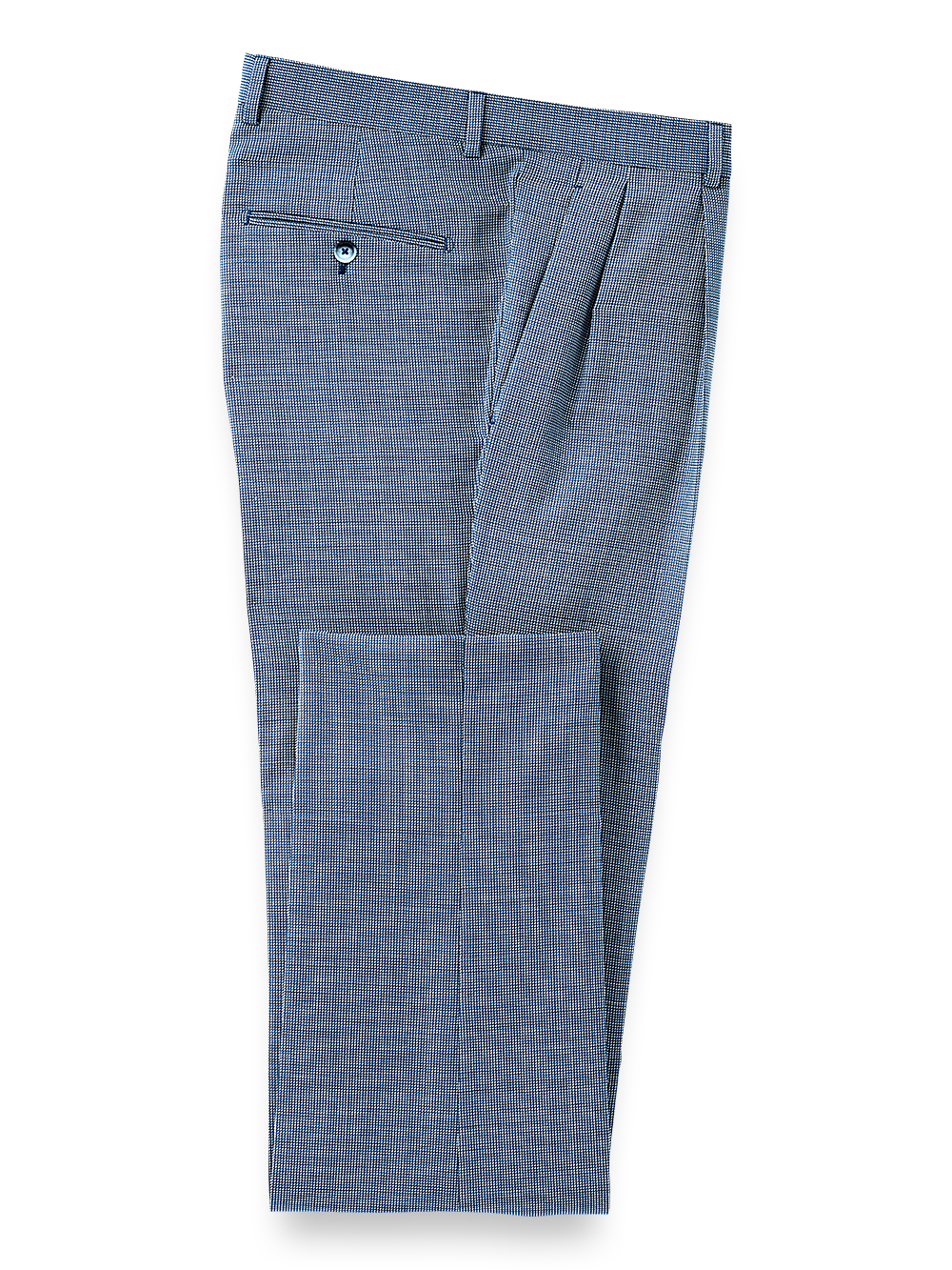 Product Image of Italian Wool Check Pleated Suit Pants-Cobalt