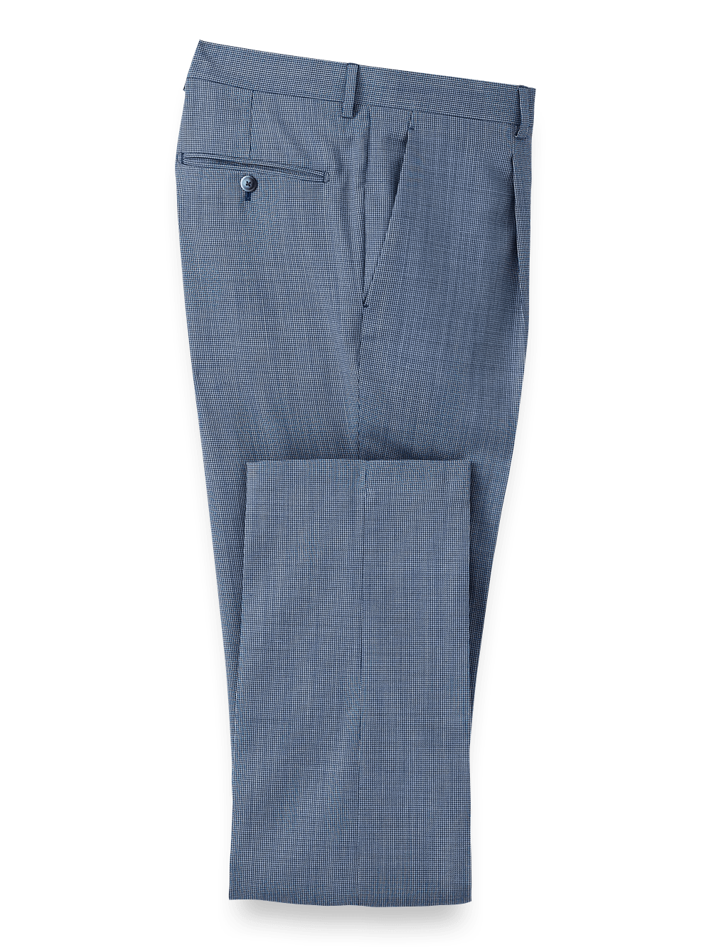 Product Image of Wool Micro Check Single Pleat Suit Pants-Cobalt