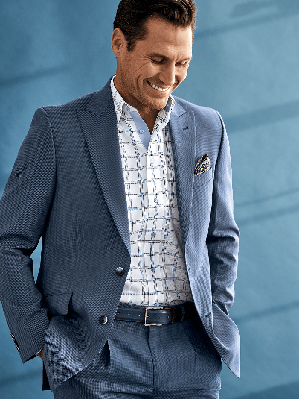 Alternate Image of Wool Micro Check Single Breasted Peak Lapel Suit Jacket-1