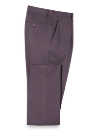 Wool Stretch Single Pleat Suit Pants - Slate Purple