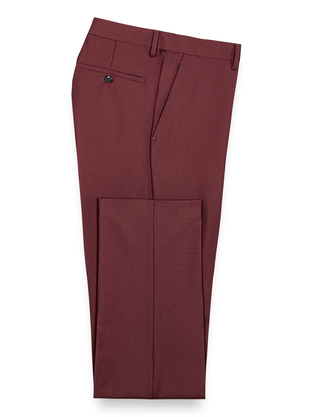 Product Image of Wool Solid Flat Front Suit Pants-Dark Red