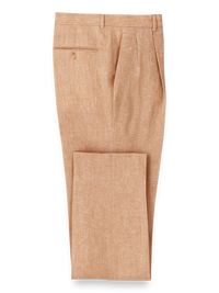 Linen Solid Pleated Suit Pants - Melon