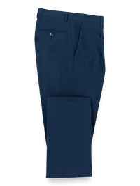 Cotton Stretch Seersucker Single Pleat Suit Pants - Navy
