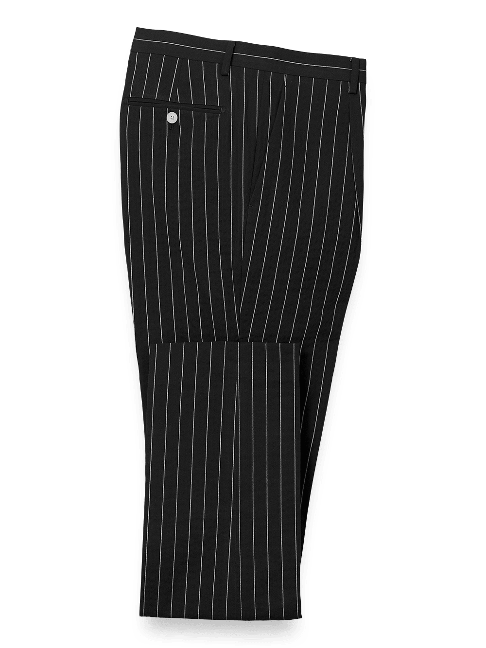 Product Image of Cotton Stretch Seersucker Pinstripe Single Pleat Suit Pants-Black