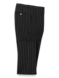Cotton Stretch Seersucker Pinstripe Single Pleat Suit Pants - Black