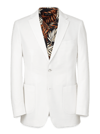 Cotton Stretch Seersucker Notch Lapel Suit Jacket - White