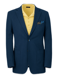 Cotton Stretch Seersucker Notch Lapel Suit Jacket - Navy