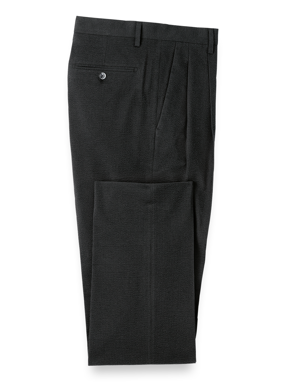Product Image of Cotton Blend Seersucker Pleated Suit Pants-Black