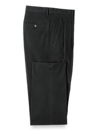 Cotton Blend Seersucker Pleated Suit Pants - Black