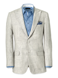 Linen Plaid Single Breasted Peak Lapel Suit Jacket - Light Grey