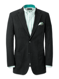 Cotton Blend Seersucker Single Breasted Notch Lapel Suit Jacket - Black
