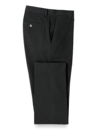 Cotton Blend Seersucker Flat Front Suit Pants - Black