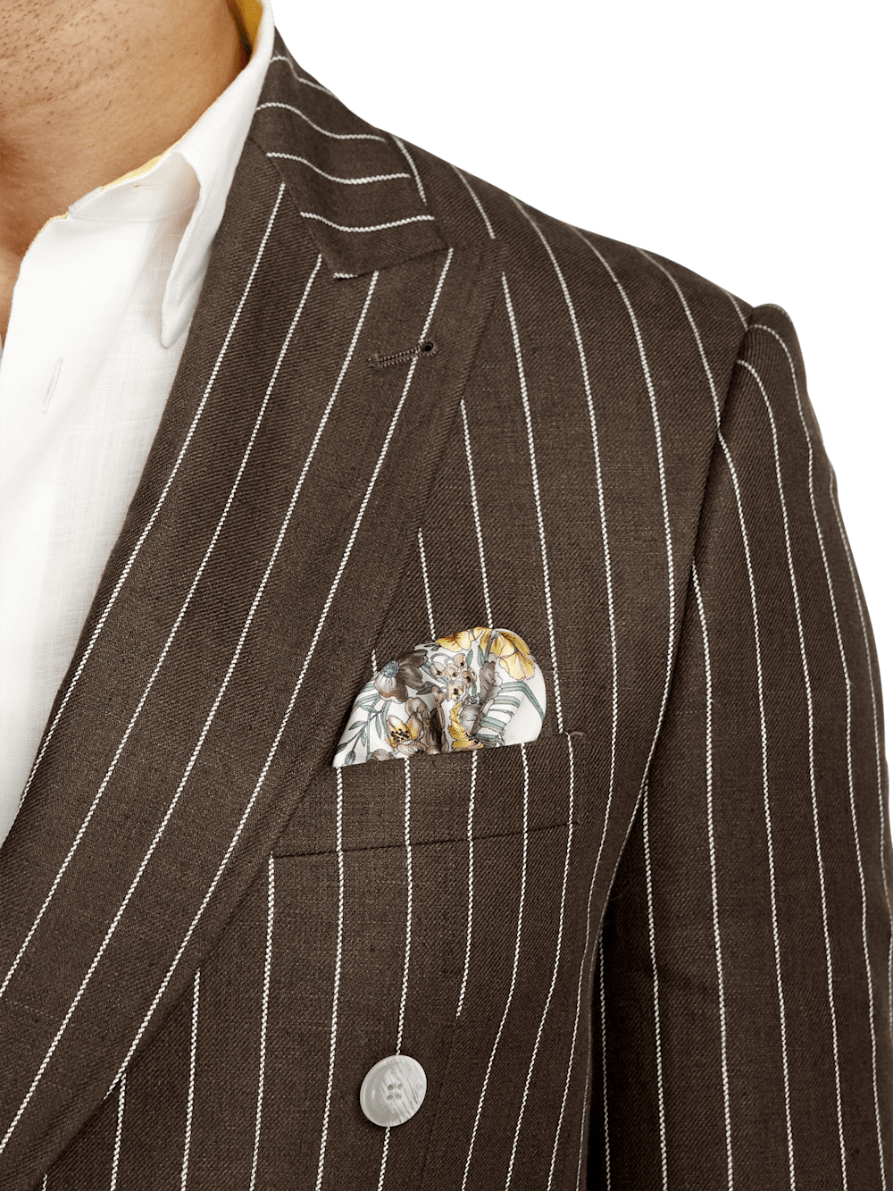 Alternate Image of Linen Pinstripe Double Breasted Peak Lapel Suit Jacket-5
