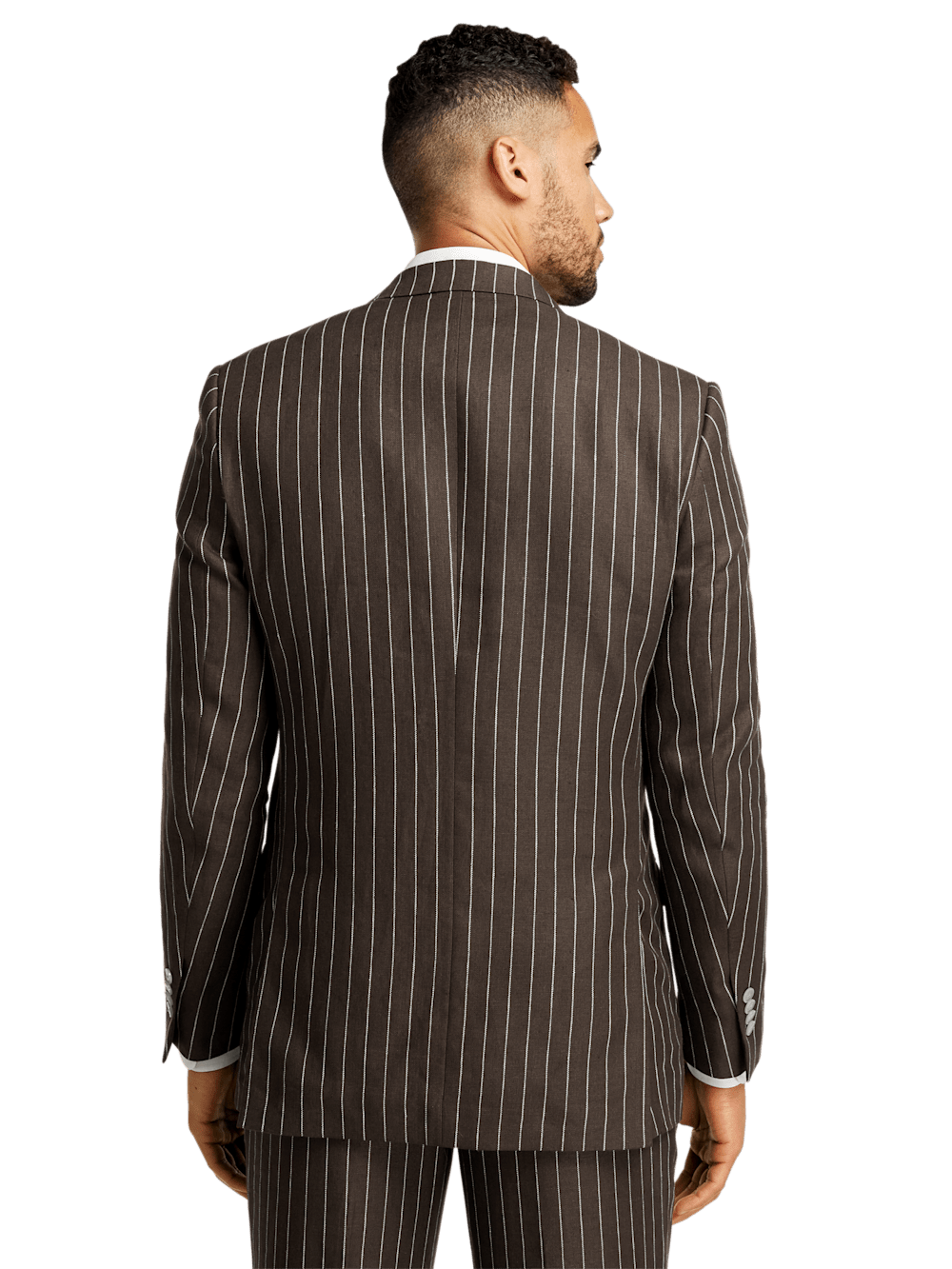 Alternate Image of Linen Pinstripe Double Breasted Peak Lapel Suit Jacket-6