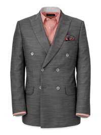 Performance Blend Double Breasted Peak Lapel Suit Jacket - Charcoal