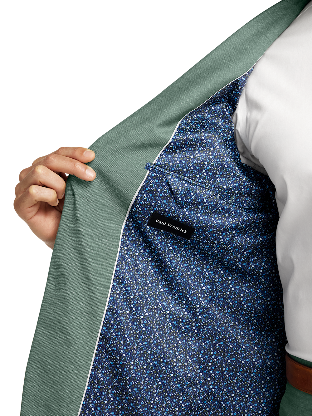 Alternate Image of Microfiber Linen Blend Single Breasted Peak Lapel Suit Jacket-3