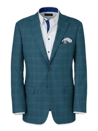 Microfiber Houndstooth Notch Lapel Suit Jacket - Navy/blue