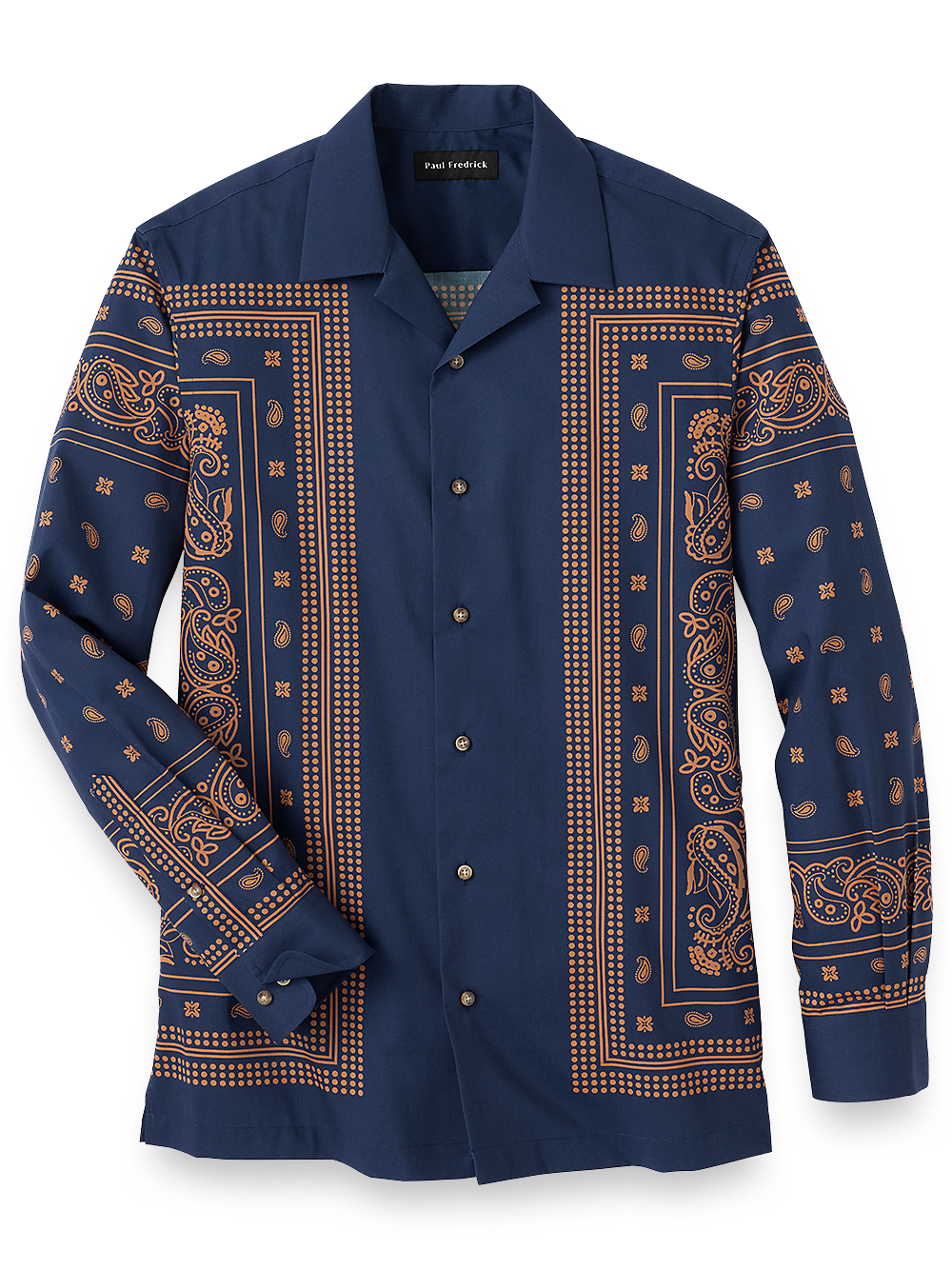 Product Image of Cotton Border Print Casual Shirt-Navy