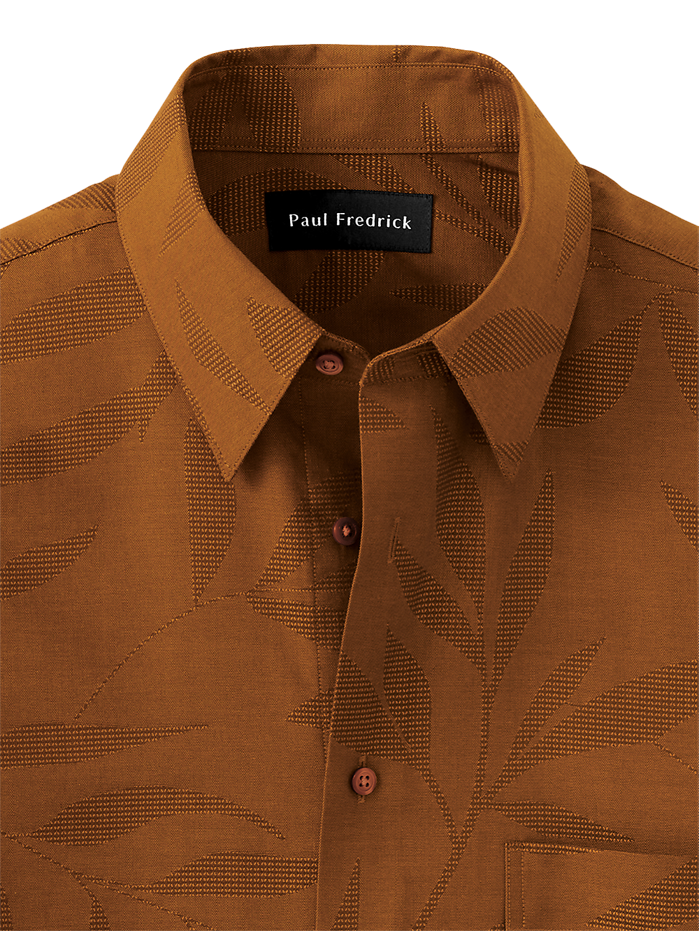Alternate Image of Cotton Solid Leaf Jacquard Casual Shirt-1
