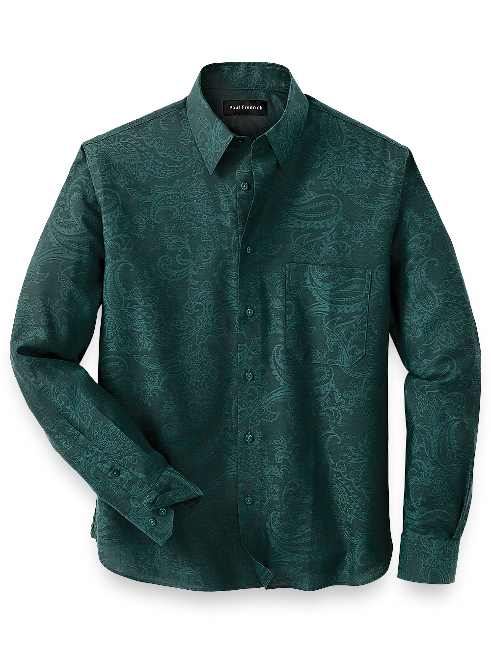 Product Image of Cotton Solid Paisley Jacquard Casual Shirt-Hunter