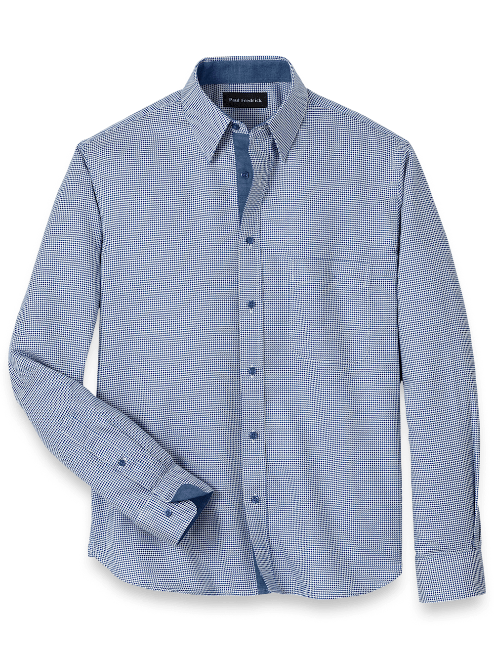 Product Image of Cotton Houndstooth Casual Shirt-Blue