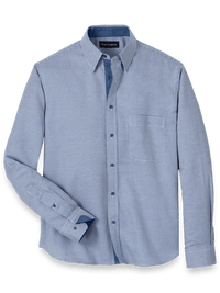 Cotton Houndstooth Casual Shirt - Blue