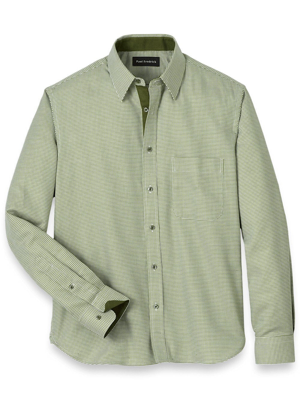 Product Image of Cotton Houndstooth Casual Shirt-Green