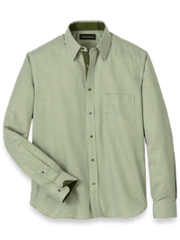 Cotton Houndstooth Casual Shirt - Green