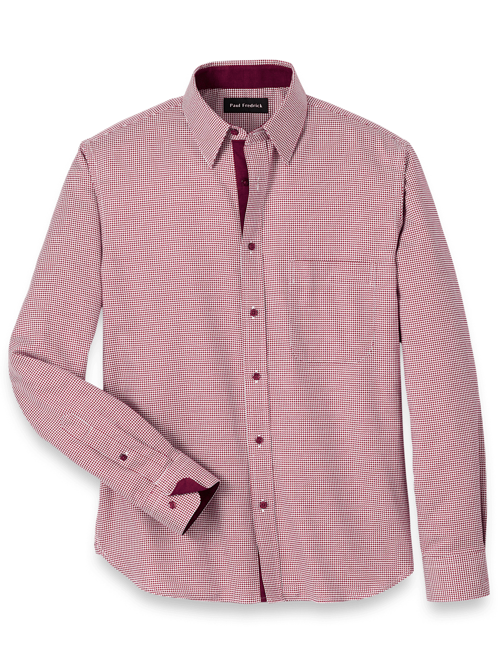 Product Image of Cotton Houndstooth Casual Shirt-Burgundy
