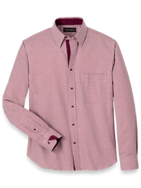 Cotton Houndstooth Casual Shirt - Burgundy