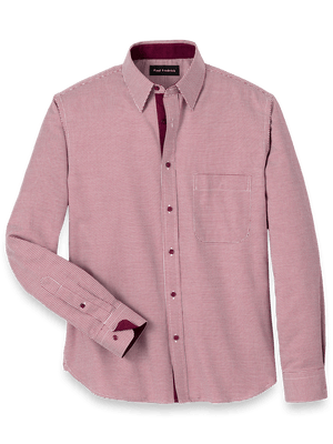 Cotton Houndstooth Casual Shirt - Burgundy