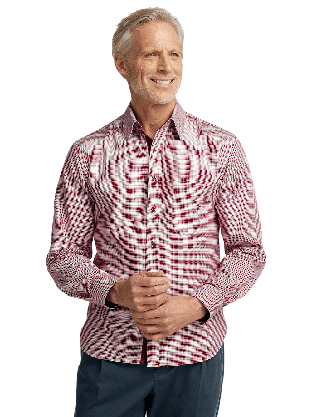 Alternate Image of Cotton Houndstooth Casual Shirt-1