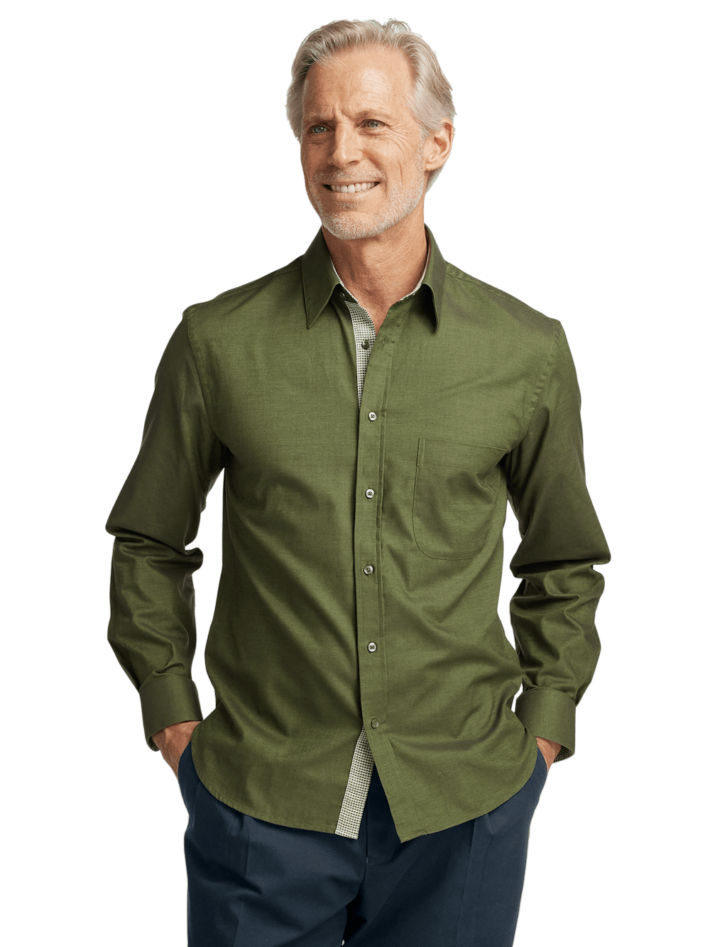 Alternate Image of Cotton Solid Casual Shirt-1