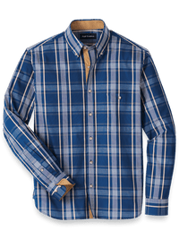Cotton Plaid Casual Shirt - Blue