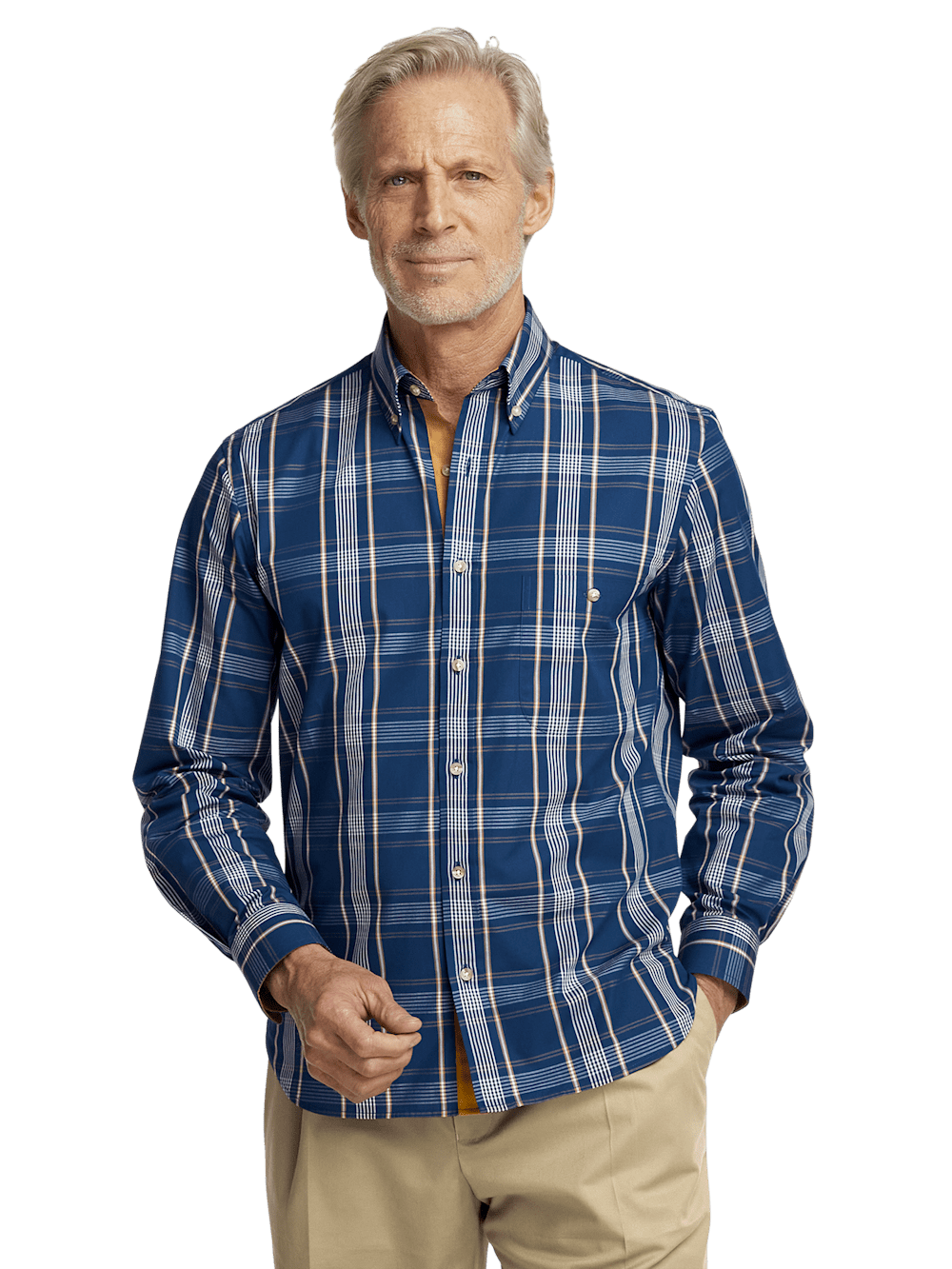 Alternate Image of Cotton Plaid Casual Shirt-1