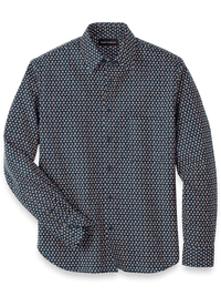 Cotton Geometric Print Casual Shirt - Blue
