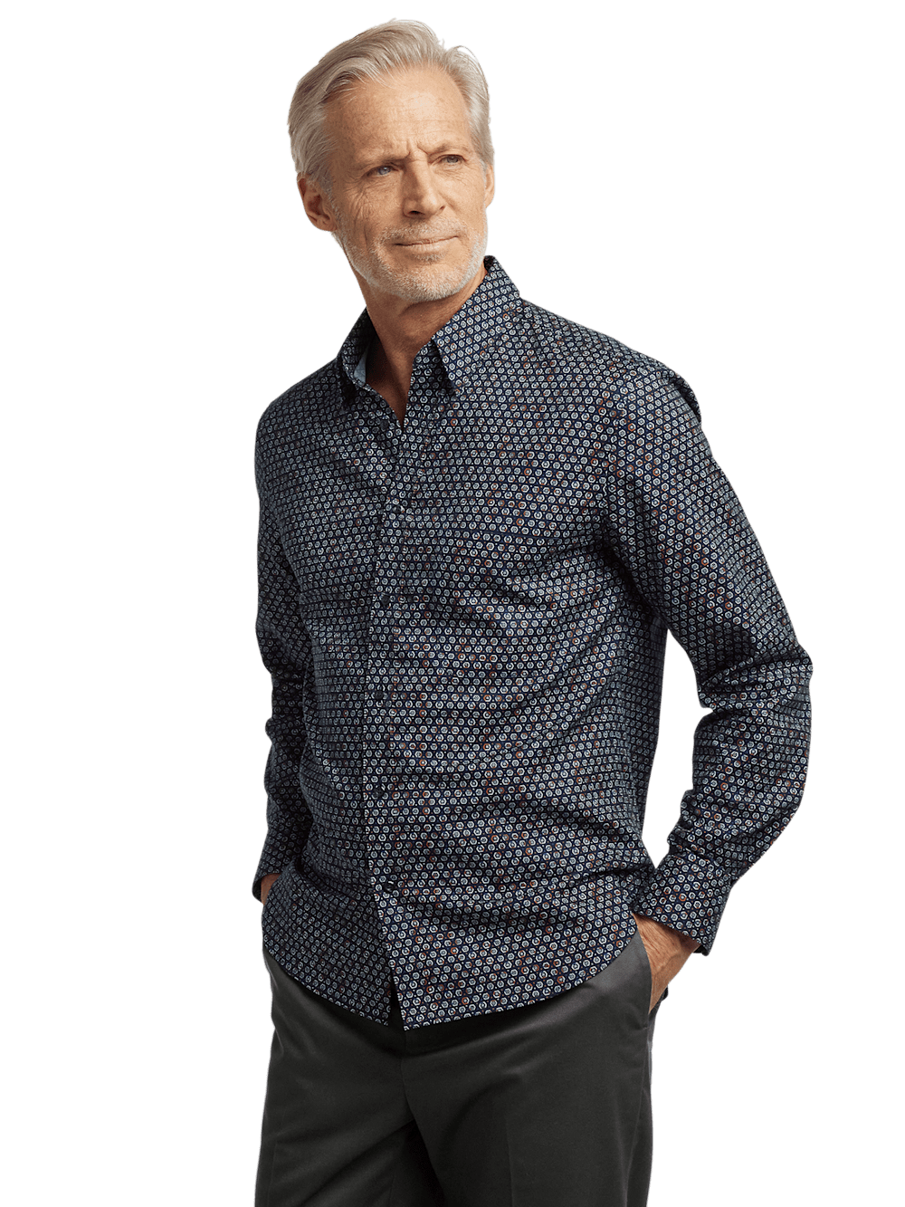 Alternate Image of Cotton Geometric Print Casual Shirt-1