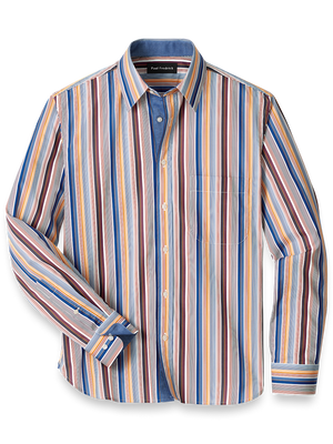 Cotton Stripe Print Casual Shirt - Multi