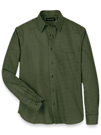 Cotton Circle Print Casual Shirt - Olive