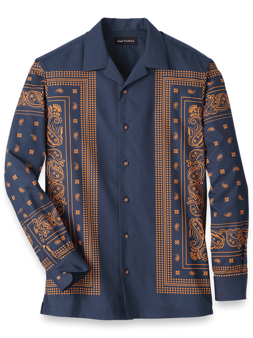 Product Image of Cotton Border Print Casual Shirt-Navy
