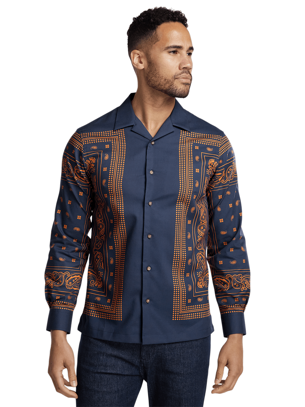 Alternate Image of Cotton Border Print Casual Shirt-1