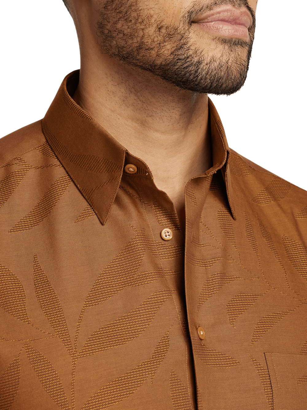 Alternate Image of Cotton Leaf Jacquard Casual Shirt-2