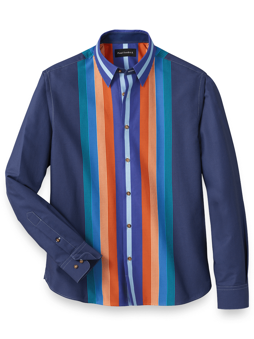 Product Image of Cotton Multi Stripe Print Casual Shirt-Navy