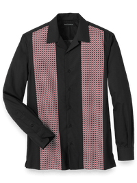 Cotton Geometric Print Casual Shirt - Black