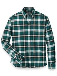 Brushed Twill Plaid Casual Shirt - Green