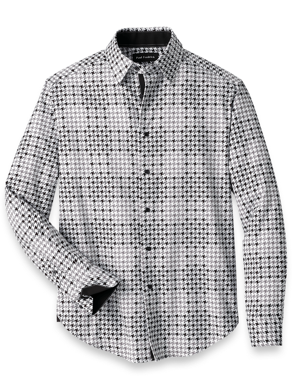 Product Image of Performance Stretch Houndstooth Casual Shirt-Black/Grey
